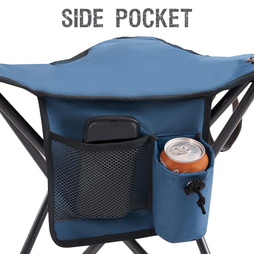 Extra Large Quick Folding Tripod Stool with Backrest Fishing Camping Chair with Carry Strap (Blue)
