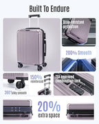 20 Inch Carry On Luggage 22x14x9 Airline Approved (Rose Purple / Carry-On - 20")