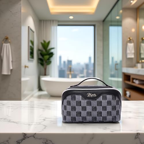 Travel Makeup Bag Cosmetic Bags for Women (D-2-Black)