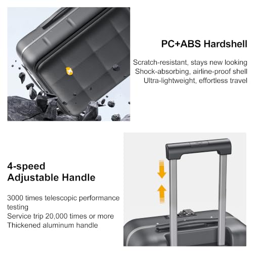 26 Inch Large Checked Luggage Hardside Suitcases Top Open Charcoal Grey (26 Inch / Charcoal Grey)