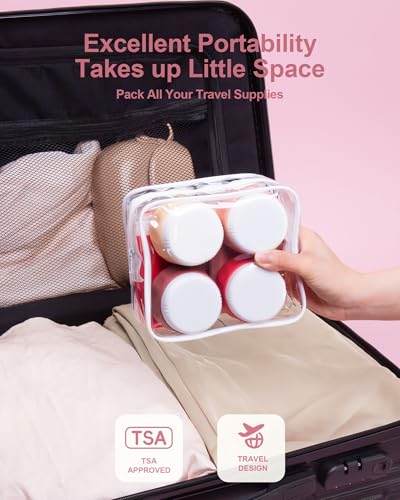 Travel Size Toiletries 8 Pack (3oz bottle 3oz jar / Cherry Red)