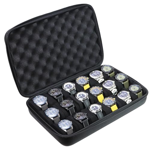 18 Slots Hard Watch Travel Case (Black-18 Slots / 18 Slots Nylon)