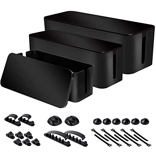3 Pack Cable Organizer Box (Black)