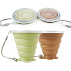 Silicone Collapsible Travel Cup (Yellow Green & Light Brown.)