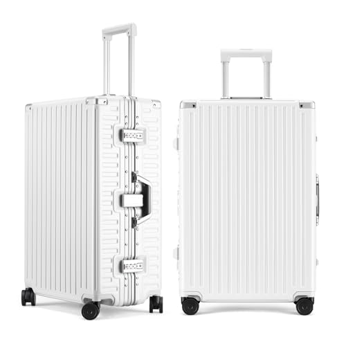 22 Inch Medium Checked Zipperless Luggage Hardshell Suitcases White (white / 22 Inch Checked Luggage)