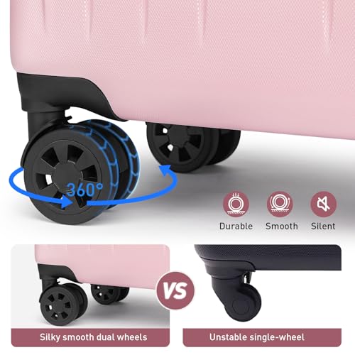 Carry On Luggage Sets 3 Piece 20 Inch Suitcase Set with Duffel Bag (Pink / 3Pcs Set(DB/TB/20))