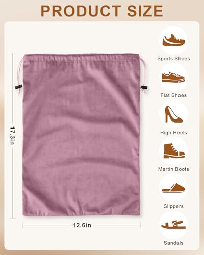 2 Pcs Shoe Bags for Travel (Parfait Pink / 17.3"x12.6")