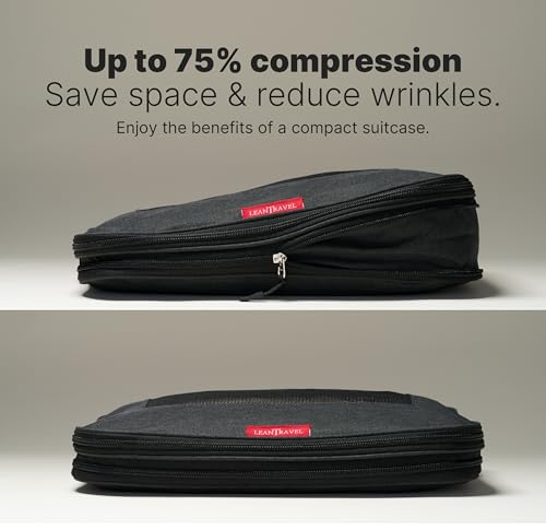 Premium Compression Packing Cubes for Travel (Black / 3 pack)