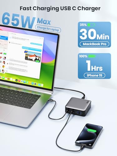 USB C Charger Block 200W[2026 Upgraded] GaN III 6 Port Fast Charging Station Hub (Black / 200W)