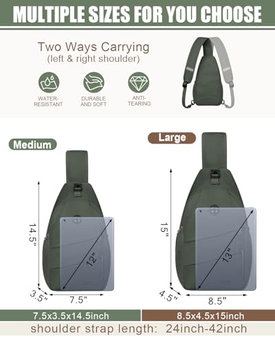 Crossbody Bags for Women Men Trendy Sling Bag Backpack Chest Bag (Medium / Green)