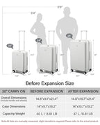 20 Inch Expandable Carry On Luggage 22x14x9 Airline Approved (Smoke White / 20 Inch EXT)