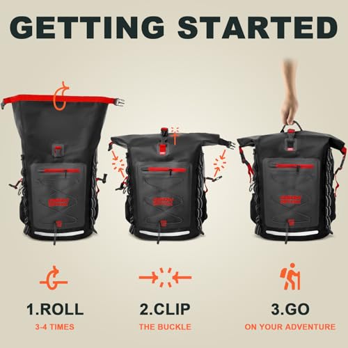 Waterproof Backpack Dry Bag 25L (Black Red / 85L)