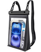 Large Floating Waterproof Phone Pouch [with Sealing Strip] Black (Black / Large (Up to 8.5"))