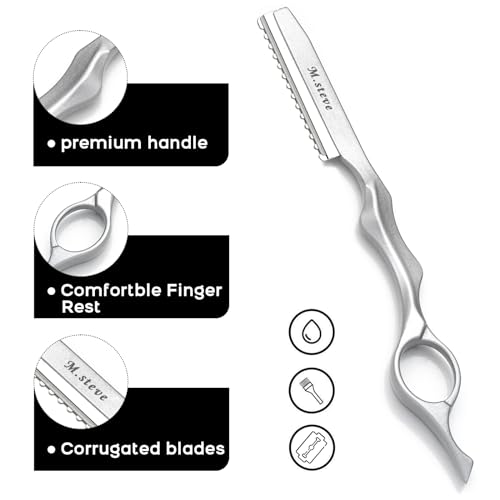 Hair Cutting Razor 6.89" with 10 Replacement Blades (Silver)