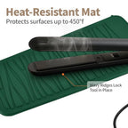 Heat Resistant Silicone Mat for Hair Straightener Curling Wand (1 Pack / Hunter Green)