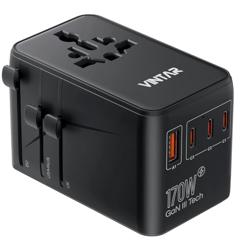 Universal Travel Adapter 170W GaN (170W Black)