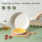 18Pcs Pots and Pans Set Non Stick (White / 17 Pieces)