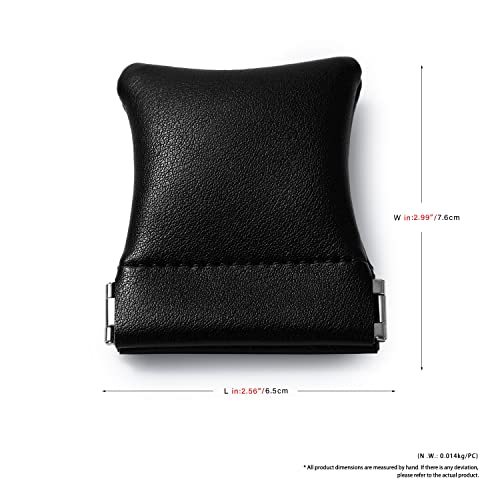 2 Pack Black PU Leather Slim Ring Pouch Squeeze Jewelry Travel Bag (Black / 2.99" x 2.56")