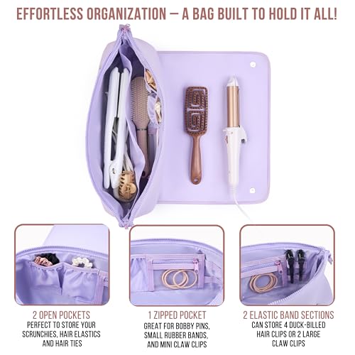 Hair Tools Travel Bag and Heat Resistant Mat 17" (Lilac)