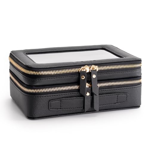 XL Clear Makeup Organizer (Black / Dual Layer Large)