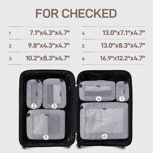 TripCozy Compression Packing Cubes (Grey / Set of 6)