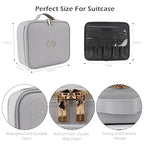 Travel Makeup Bag Cosmetic Bag Makeup Organizer Bag with Lighted Mirror (Z-Grayish / Small)