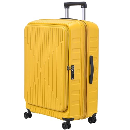 29 Inch Checked Luggage with Expansion and Side Opening (Yellow / 29 Inch)