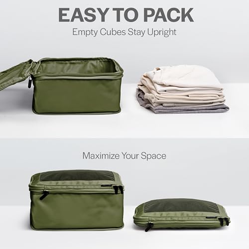 Compression Packing Cubes for Travel (6-Pack / Olive)