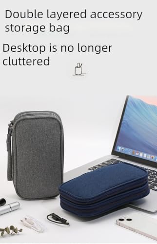 Electronic Organizer Travel Cable Accessories BagPouch Portable Waterproof Storage Bag Electronic Organizer Case for Cable (Dark Blue)