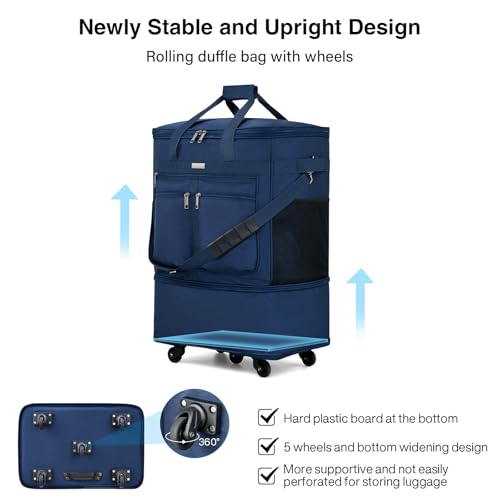 Expandable Luggage Bags for Travel Collapsible Suitcase with Wheels (Blue)