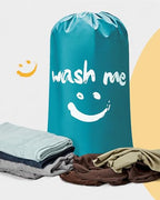 2 Pack XL Laundry Bag 28" x 40" ((Ⅰ-Wash me) Blue & Sky Blue)