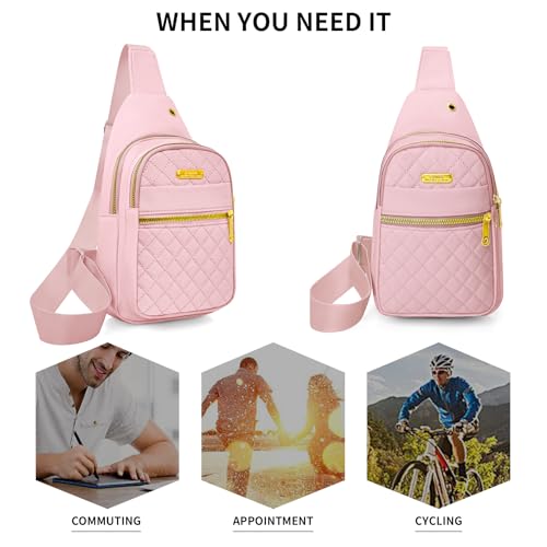 Small Sling Bag For Women Men Casual Crossbody Sling Backpack (Pink-8002)