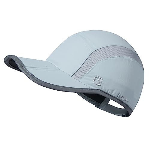 Baseball Cap Nylon Running Cap Outdoor Sports Hat for Men Women Adjustable Quick Drying Reflective Foldable UPF50+ Breath Mesh Water Repellency Race Performance Lightweight Light Blue (6 7/8-7 1/2 / Light Blue)
