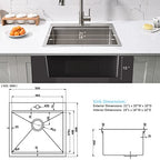 21 Inch Drop In Bar Sink Workstation (21"L x 20"W x 10"D / Brushed Nickel)