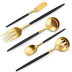 Matte Black Gold Serving Silverware Set (Matte Black Gold)