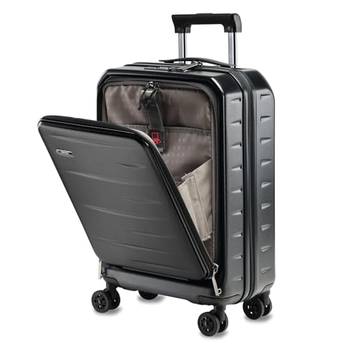 20 Inch Carry On Luggage 22×14×9 Airline Approved with Front Pocket (Black / 20 Inch)