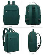 15.6 inch PU Leather Laptop Backpack Purse for Women (Retro Green)