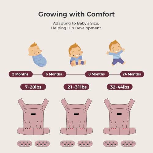 PureHug Baby Carrier (Cotton-Khaki / Extended Fit (45"-69" Waist))