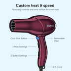 Hair Dryer with Diffuser (Burgundy / 1 Count (Pack of 1))
