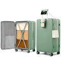 28 Inch Top Opening Checked Luggage with Cup Holder and USB Ports (Forest Green / 28 Inch Pro)
