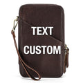Top Grain Leather Text Custom Electronic Organizer Zipper Bag Tech Pouch (【text Customized】- Laser Engraving / Electronic Storage Case - Sturdy Handmade)