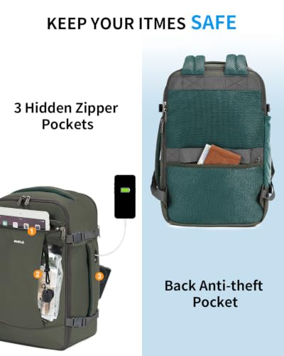 18" Travel Backpack Airlines Approved Personal Item Bag Women Grey Green (Grey Green / 18 inch underseat)