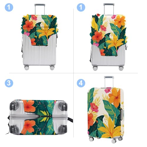 Flower Luggage Cover Washable Suitcase Protector Anti (Flower / XL(fits 32-34Inch suitcase))