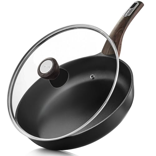 11inch Nonstick Frying Pan Paella Pan with Lid (11 Inch / NIGHT Black)