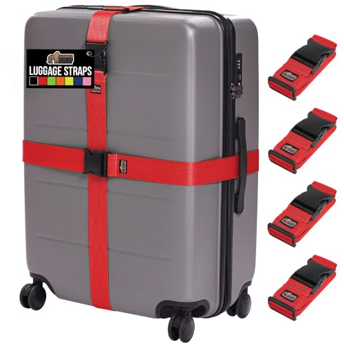 Heavy Duty Luggage Straps for Suitcase (Red)