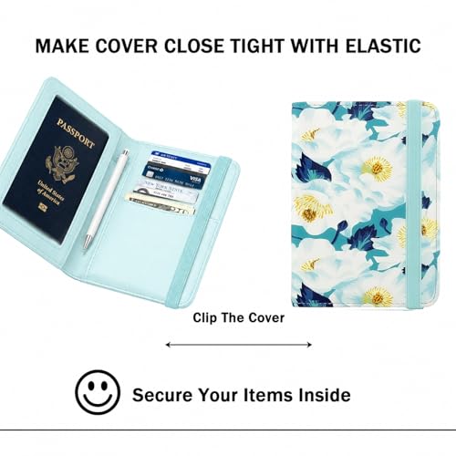 RFID Blocking Passport Holder for Travel (Camellia)