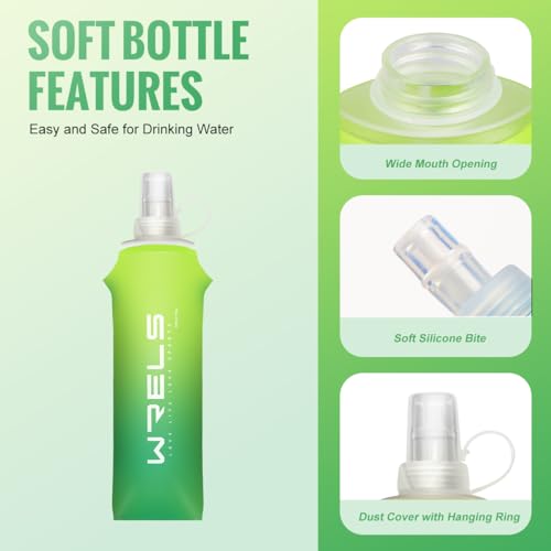 TPU Soft Flask Lightweight Portable Reusable Water Bottle (Green-250ML*2)