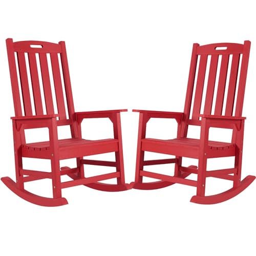 Outdoor Rocking Chairs Set of 2 (Red / 2 pack)