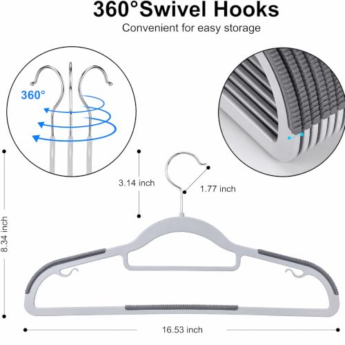 50 Pack Plastic Clothes Hangers (Gray / Grey-50pack)