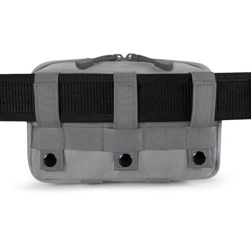 Tactical Molle Admin Pouch Utility Laser Cut EDC Tool Pouch Bag Horizontal Modular Pouches Include US Flag Patch and Keychain (Grey)